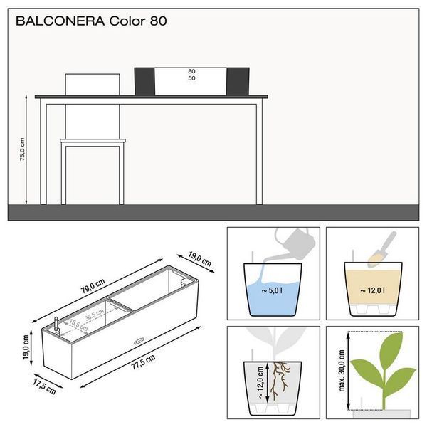 Розумний вазон з автополивом Lechuza BALCONERA Color 80 бежевий 15706 фото