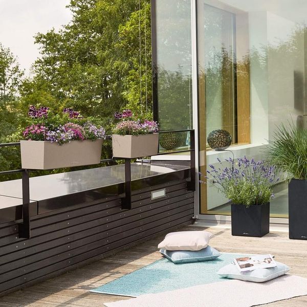 Розумний вазон з автополивом Lechuza BALCONERA Stone 80 світло бежевий 15661 фото