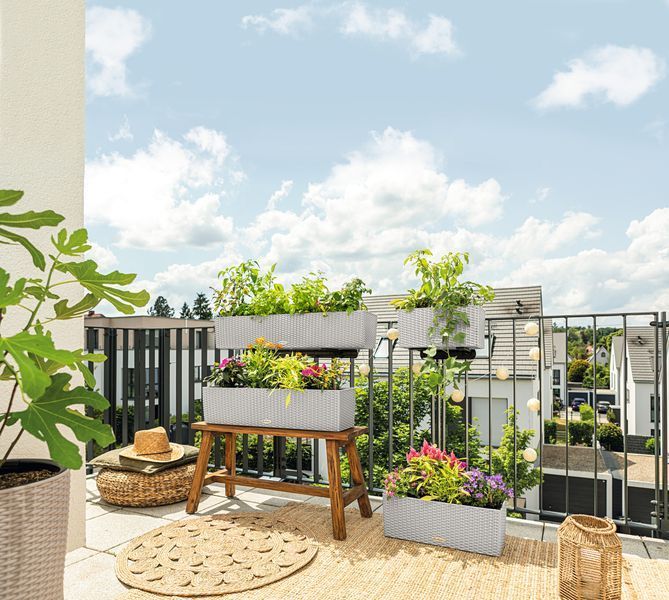 Розумний вазон з автополивом Lechuza BALCONERA Cottage 100 граніт 15911 фото