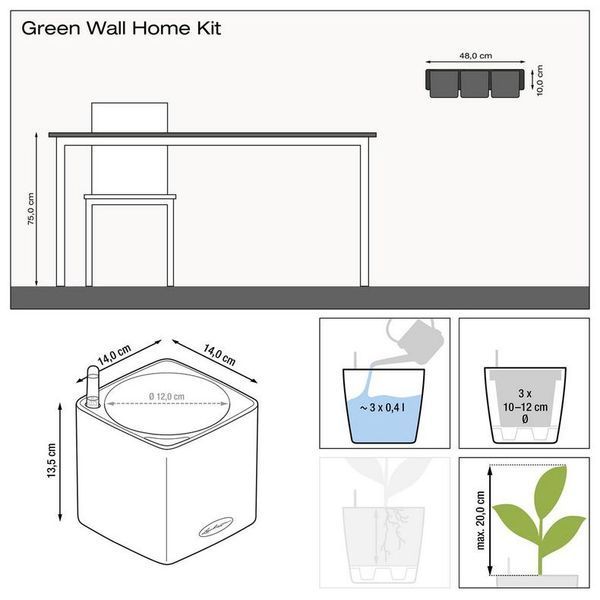 Розумний вазон з автополивом Lechuza Green Wall Home Kit Color сірий 13399 фото