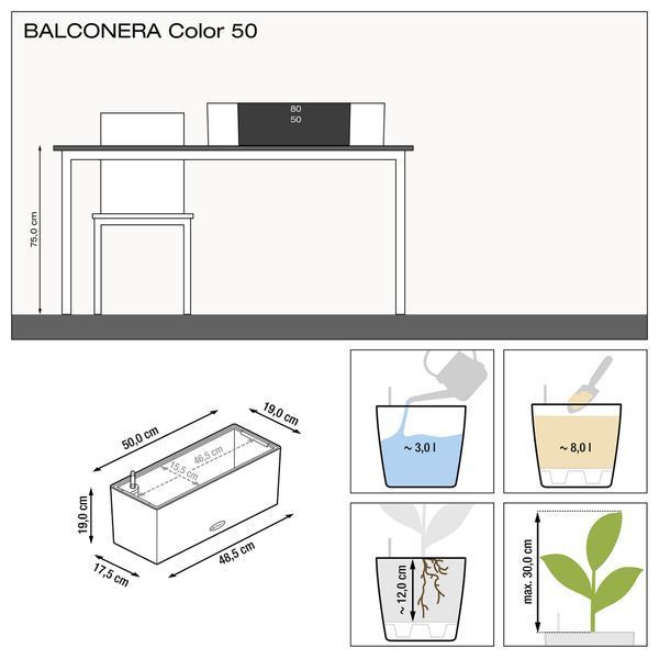 Розумний вазон з автополивом Lechuza BALCONERA Color 50 блакитний 15695 фото