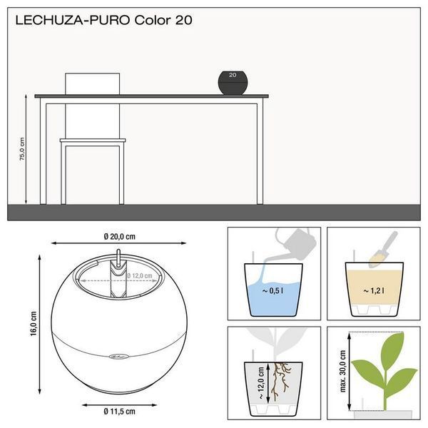 Розумний вазон з автополивом Lechuza PURO Color 20 бежевий 13378 фото